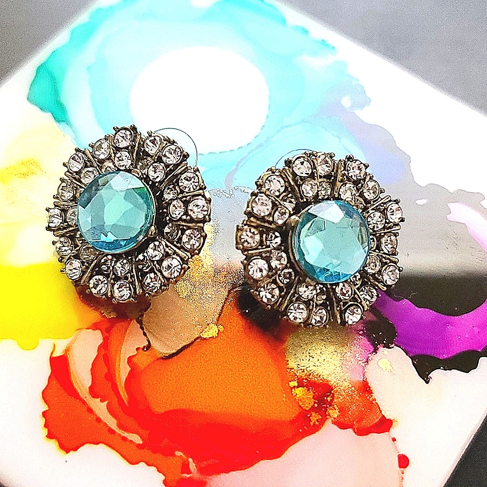 9/20 Anthropologie Blue Crystal Earrings